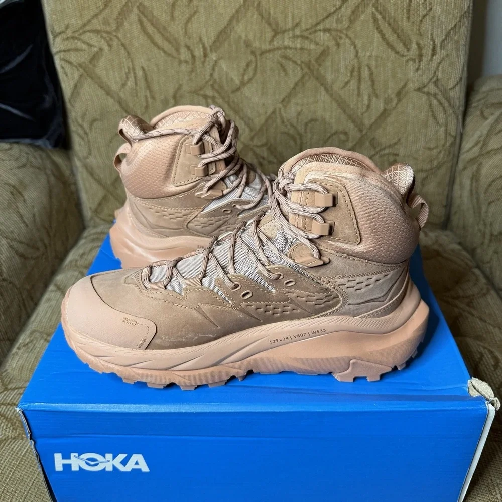 Hoka One‎ One Kaha 2 GTX Mid Women's Size 6.5 Trail Hiking Boots Cork Cappuccino